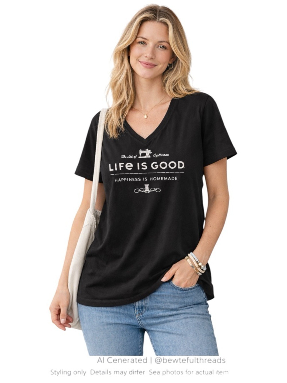 Cozy Graphic Tee V Neck Brown Life Is Good XXL Relaxed Fit